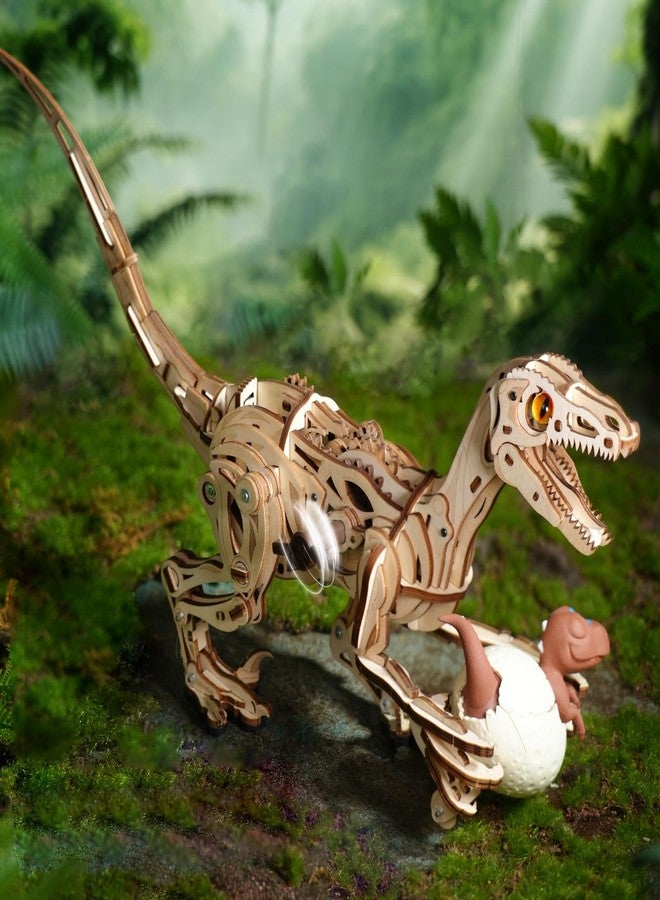 روبوتايم ألغاز خشبية ثلاثية الأبعاد على شكل ديناصورات من روبوتايم، نماذج فيلوسيرابتور متحركة، ألعاب ديناصورات ميكانيكية تعليمية، مجموعة بناء ألغاز ثلاثية الأبعاد كهدية - Image 1